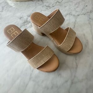 Beige Textured Women's Heels